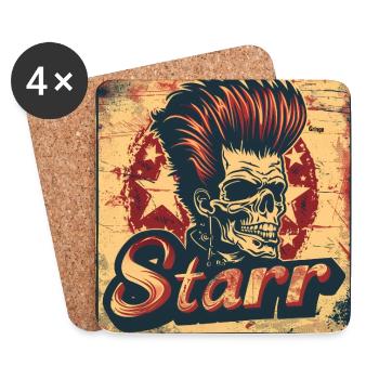 Illustration de skull au style punk rock - Dessous de verre (lot de 4) - blanc - Devant
