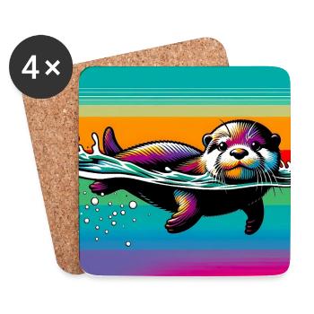otter - Coasters (set of 4) - white - Front