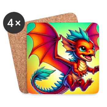 Drache - Untersetzer (4er-Set) - Weiß - Vorne