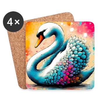cygne - Dessous de verre (lot de 4) - blanc - Devant