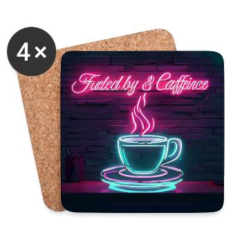 Neon Kaffeegenuss Zitate Design - Untersetzer (4er-Set) - Weiß - Vorne