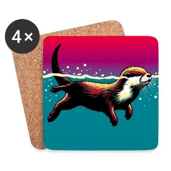 otter - Coasters (set of 4) - white - Front