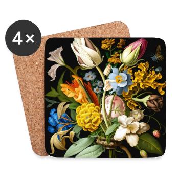 Floral bouquet with a variety of flowers and colours - Coasters (set of 4) - white - Front