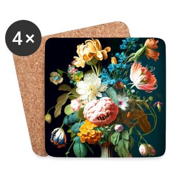 Blumenstrauß Amalfikunst barock flämischer Stil - Untersetzer (4er-Set) - Weiß - Vorne