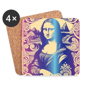 Woman portrait mona lisa rainbow modern paris - Coasters (set of 4) - white - Front