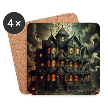 Spukhaftes Halloween Spukhaus Herrenhaus - Untersetzer (4er-Set) - Weiß - Vorne