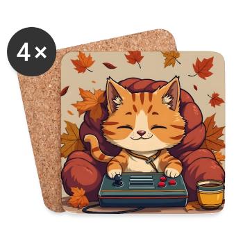 Gaming Cat - Untersetzer (4er-Set) - Weiß - Vorne
