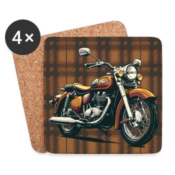 Retro Bike + Plaid Background - Coasters (set of 4) - white - Front