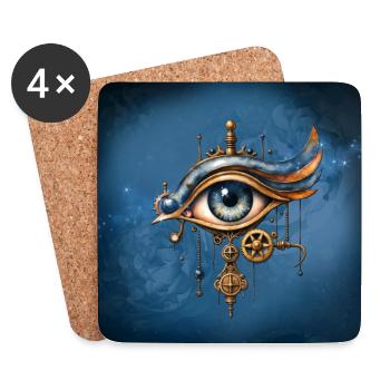 Steampunk-Auge mit Zahnrädern - Untersetzer (4er-Set) - Weiß - Vorne