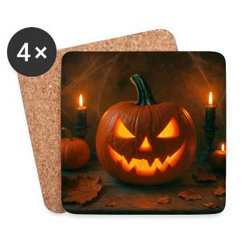 Halloween - Citrouille - Dessous de verre (lot de 4) - blanc - Devant