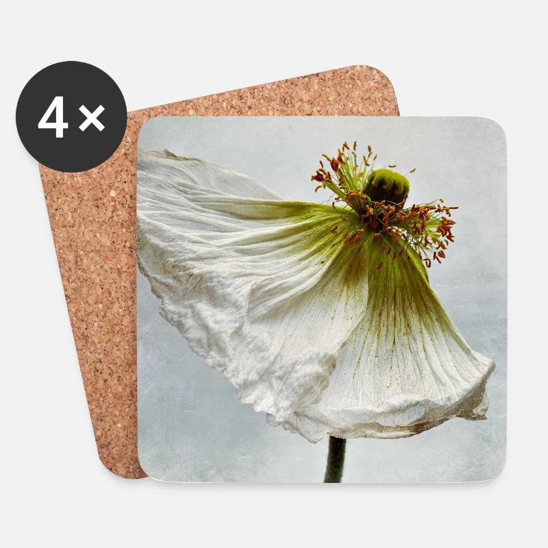 White Poppy - Untersetzer (4er-Set) - Weiß