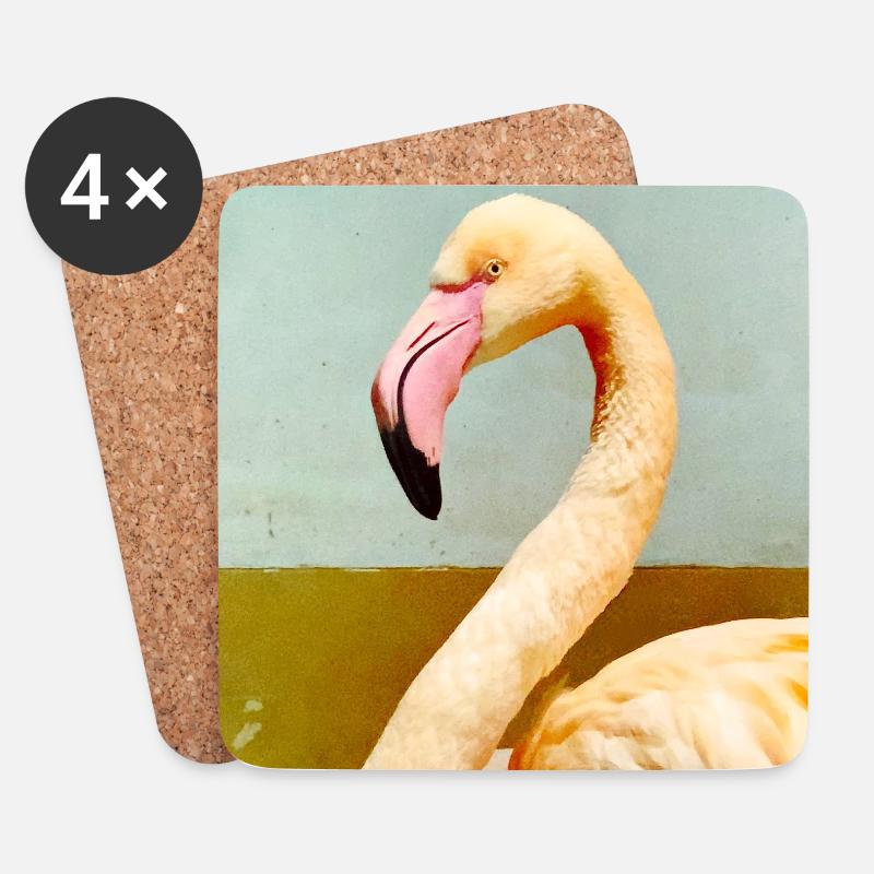 Flamingo  - Untersetzer (4er-Set) - Weiß