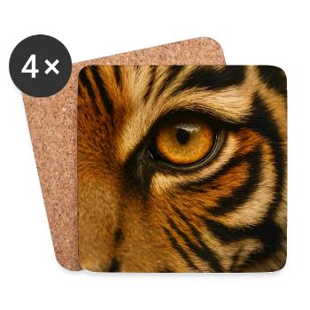 Tier - Tiger, Nahaufnahme des Auges - Untersetzer (4er-Set) - Weiß - Vorne