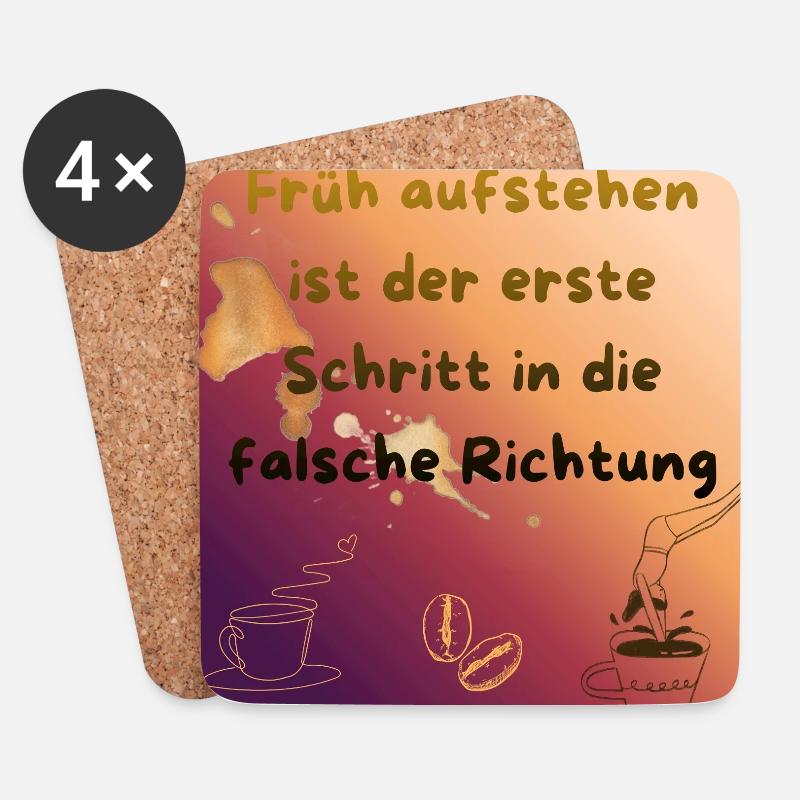 Früh aufstehen ist der falsche Schritt - Untersetzer (4er-Set) - Weiß