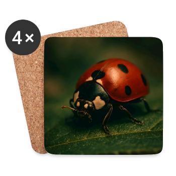 Animaux - Coccinelle - Dessous de verre (lot de 4) - blanc - Devant