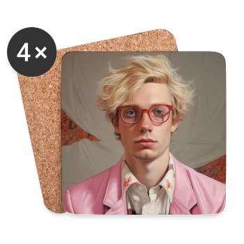 Blonde Style Pink Jacket Floral Shirt - Coasters (set of 4) - white - Front