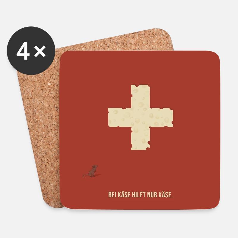 Bei Käse hilft nur Käse – Lustiges Maus Design - Untersetzer (4er-Set) - Weiß