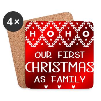 Premier Noël en famille - Dessous de verre (lot de 4) - blanc - Devant