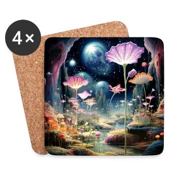 Cosmic Blossoms in the Star Forest - Coasters (set of 4) - white - Front