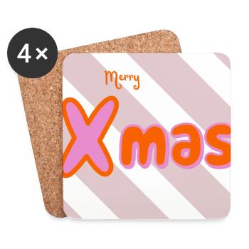 Merry Xmas Groovy Typo - Coasters (set of 4) - white - Front