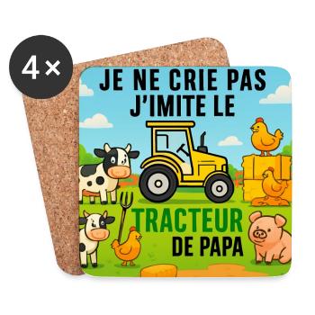 Tracteur de Papa et animaux colorés - Dessous de verre (lot de 4) - blanc - Devant
