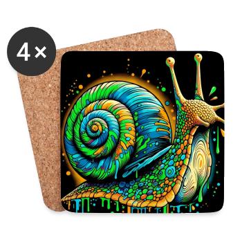 Escargot - Dessous de verre (lot de 4) - blanc - Devant