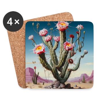 Desert Cactus Blossom Rush - Coasters (set of 4) - white - Front
