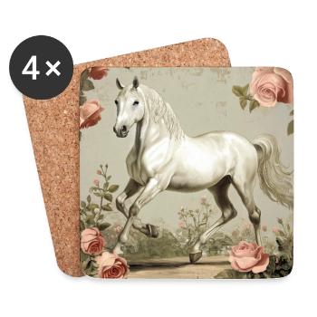 Cheval Vintage - Dessous de verre (lot de 4) - blanc - Devant