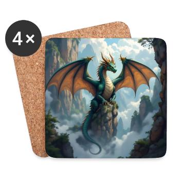 Dragon's Crown above Misty Cliffs - Coasters (set of 4) - white - Front