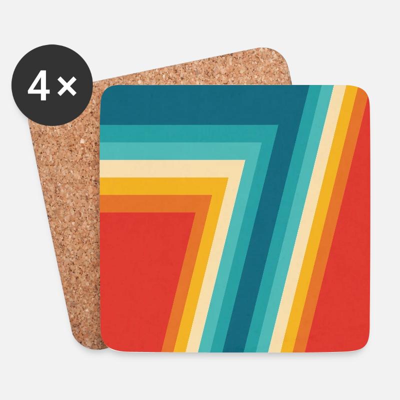  Colorful Retro Stripes Geometrie  - Untersetzer (4er-Set) - Weiß