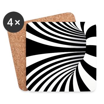 Hypnotic Black and White Waves - Coasters (set of 4) - white - Front