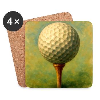 Balle de golf dans la planche artistique sur le départ - Dessous de verre (lot de 4) - blanc - Devant