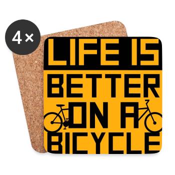 La vie est meilleure à vélo. Cyclisme Sport - Dessous de verre (lot de 4) - blanc - Devant