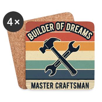 Master Builder of Dreams Artisan Shirt Design - Coasters (set of 4) - white - Front