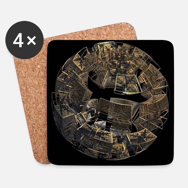 Goldene Fragmentenkugel - Untersetzer (4er-Set) - Weiß