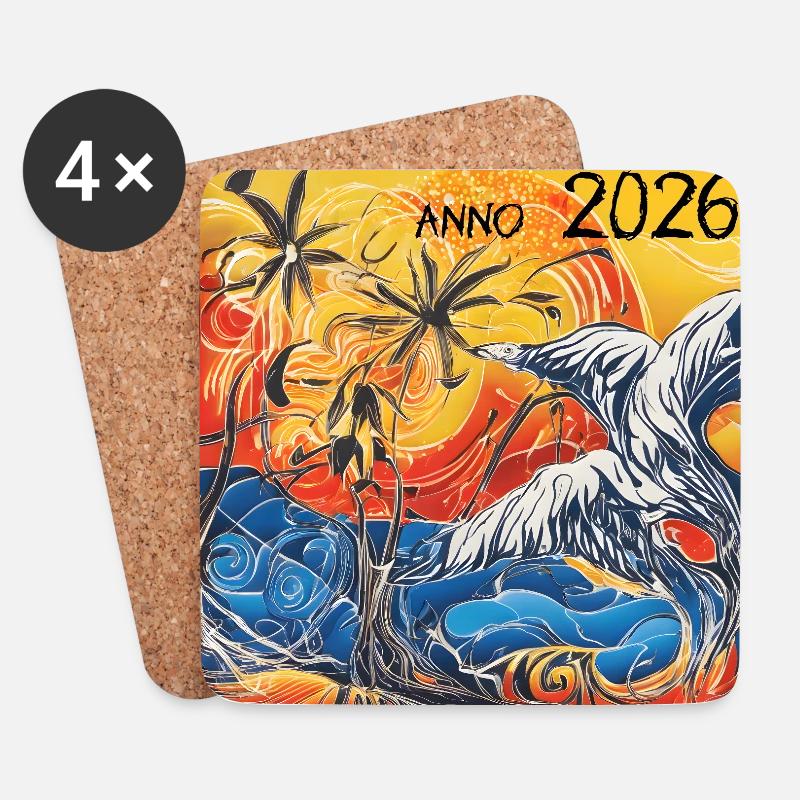 Sonnenuntergangs -Tropen 2026 - Untersetzer (4er-Set) - Weiß