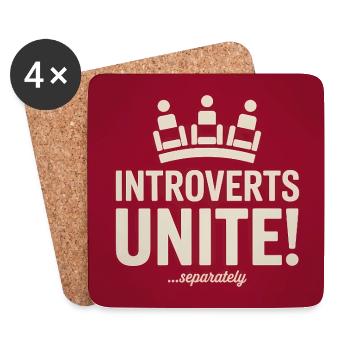 Introverts Unite, serparately - Funny Introvert  - Coasters (set of 4) - white - Front