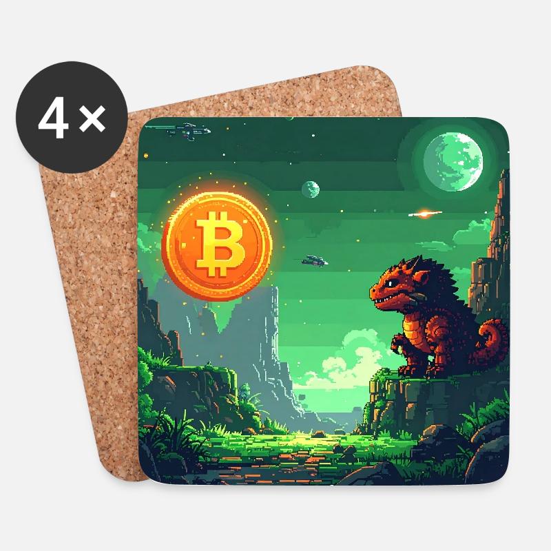 Space Bitcoin Odyssee - Untersetzer (4er-Set) - Weiß
