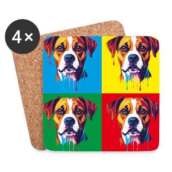 Pop Art Dog Four-Color - Coasters (set of 4) - white - Front