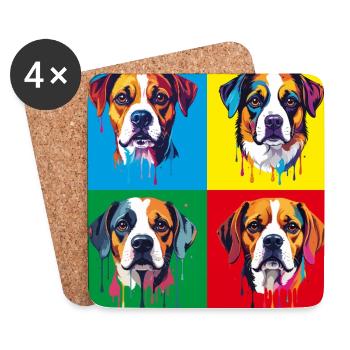 Dog Pop Art Portrait - Coasters (set of 4) - white - Front