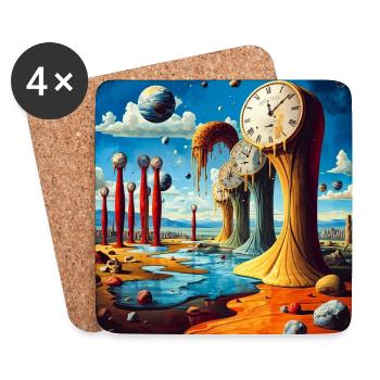 Schmelzende Glocken-Surreel-Landschaft - Untersetzer (4er-Set) - Weiß - Vorne