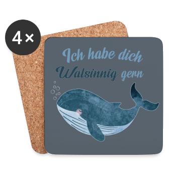 Ich habe dich walsinnig gern – Poster - Untersetzer (4er-Set) - Weiß - Vorne
