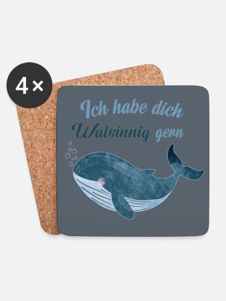 Ich habe dich walsinnig gern – Poster - Untersetzer (4er-Set) - Weiß