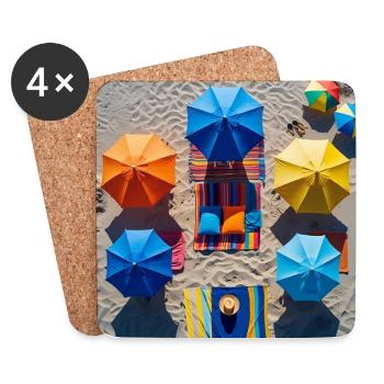 Retraite colorée sur la plage - Dessous de verre (lot de 4) - blanc - Devant
