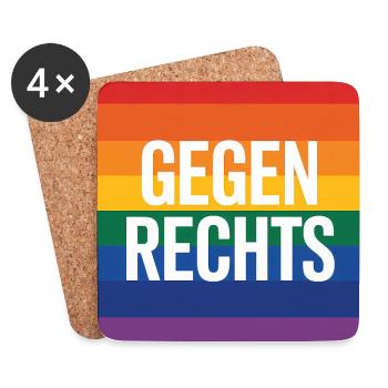Gegen Rechts - Antifa Regenbogen Tee - Untersetzer (4er-Set) - Weiß - Vorne