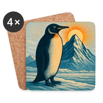 Penguin Sonnenaufgang über Eisbergen - Untersetzer (4er-Set) - Weiß - Vorne