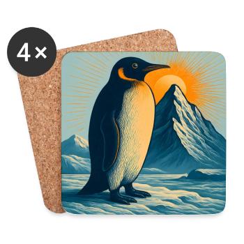 Polarstrand-Pinguin im Sonnenaufgang - Untersetzer (4er-Set) - Weiß - Vorne
