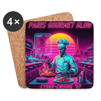Paris Retro Gourmet - Dessous de verre (lot de 4) - blanc - Devant