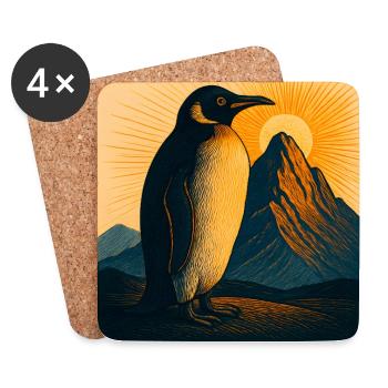 Sonnenpinguin am Bergpanorama - Untersetzer (4er-Set) - Weiß - Vorne