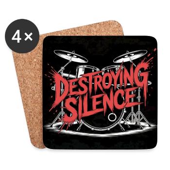 Destroying Silence Drum Graffiti - Untersetzer (4er-Set) - Weiß - Vorne